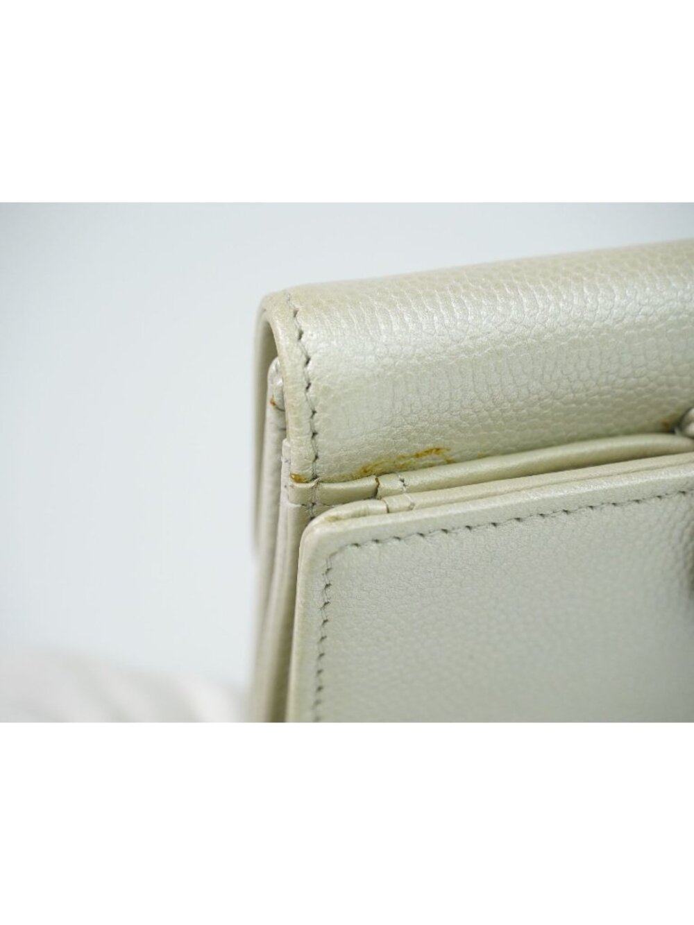 Chanel CC Logo Bifold Wallet Compact Leather Pearl White - Picture 7 of 9